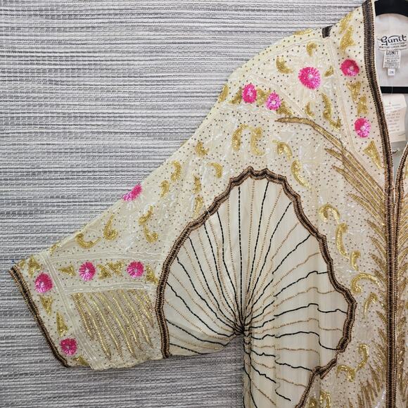 VTG Gunit Silk Beaded Kimono Jacket Womens Size 24 Art Deco 1920's Artsy Flapper - Picture 8 of 16